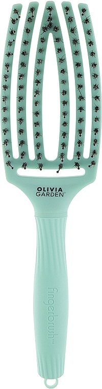 Combined Hair Brush, green - Olivia Garden Fingerbrush Combo Nineties Fizzy Mint — photo N1