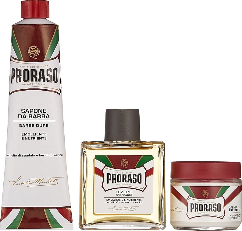 Set - Proraso Classic Shaving Metal Red "Primadopo" (pre/cr/100ml + sh/cr/150ml + ash/cr/100ml) — photo N2