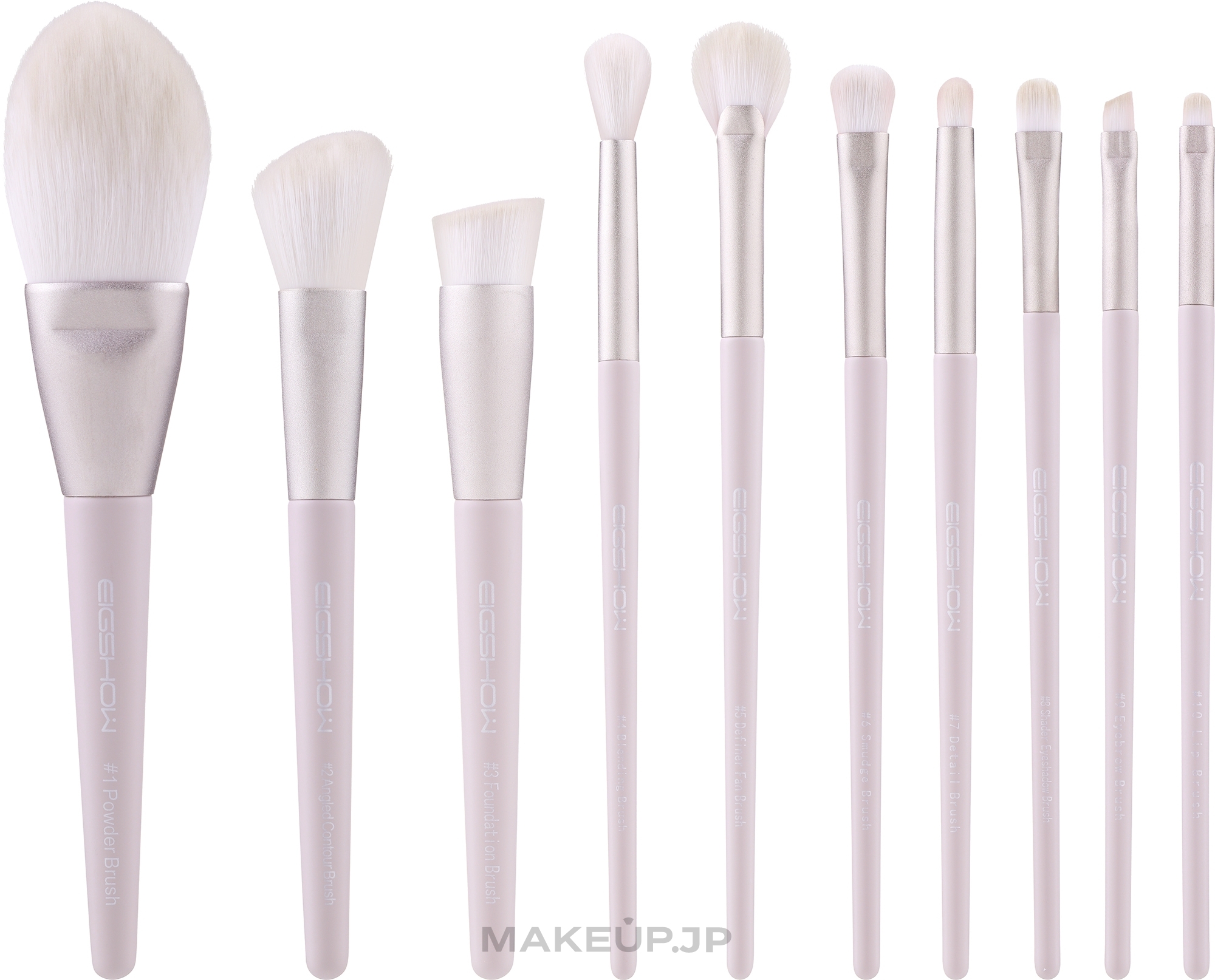 Makeup Brush Set, 10 pcs - Eigshow Morandi Series Lilac Vegan Brush Set — photo 10 szt.