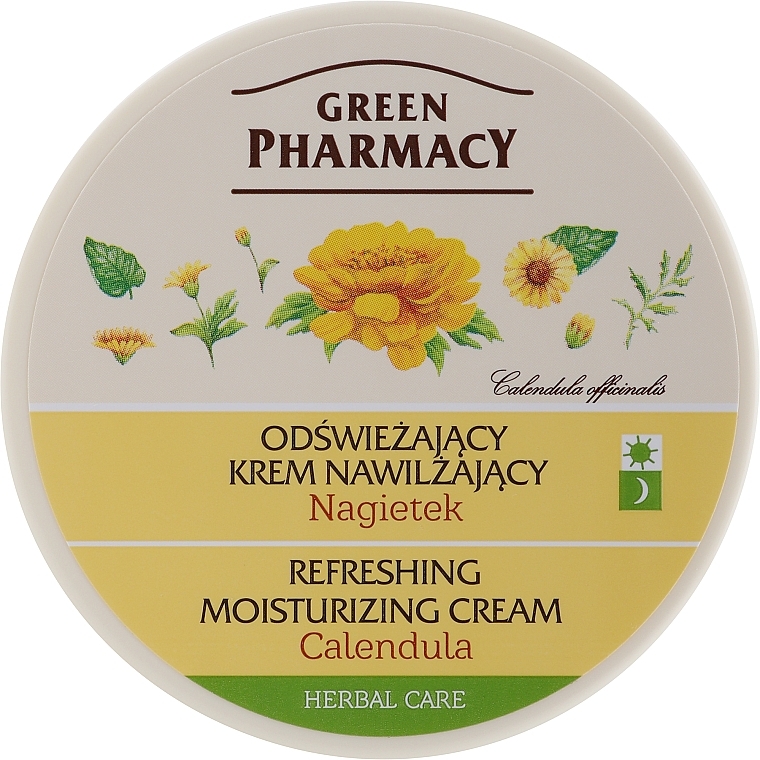 Face Cream "Calendula" - Green Pharmacy Refreshing And Moisturizing Cream — photo N1