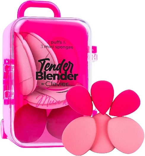 Mini Makeup Sponge Set, pink, 6 pcs - Clavier Tender Blender Mua Kit — photo N1