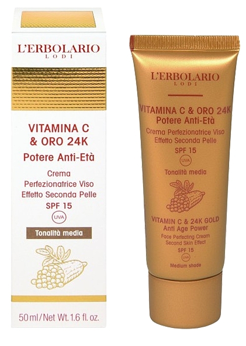 Vitamin C and 24 Carat Gold Perfect Medium-Tone Face Cream  - L'Erbolario Vitamin C And 24K Gold Anti Age Power SPF 15 — photo N1