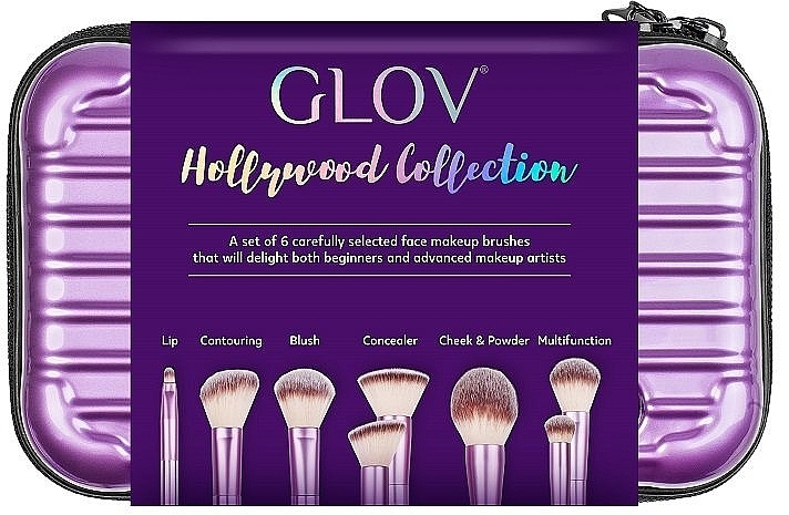 Makeup Brush Set in Case, 6 pcs - Glov Hollywood Collection — photo N2