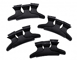 Plastic Hair Clips, black, 12 pcs - Lussoni — photo N1