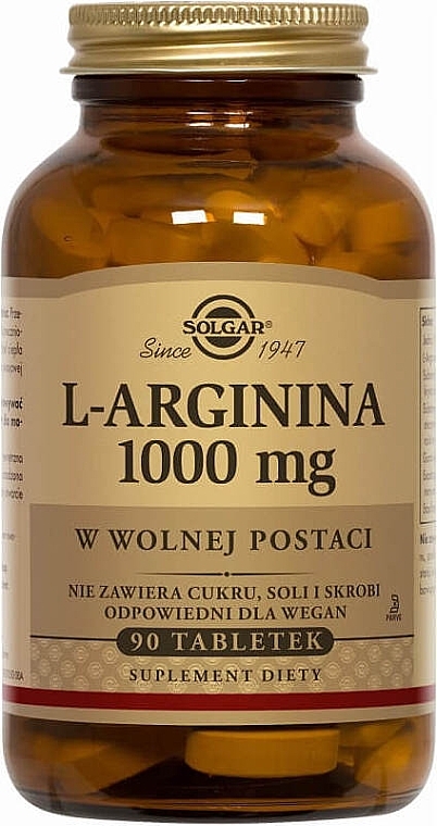 L-Arginine Dietary Supplement, capsules, 1000 mg - Solgar L-Arginine — photo N1