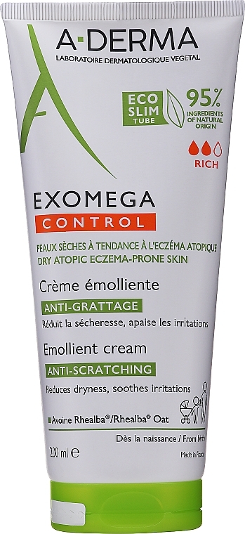 Softening Body Cream - A-Derma Exomega Control Emollient Cream Anti-Scratching — photo N1