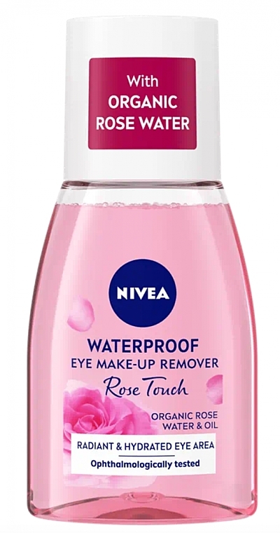 Biphase Makeup Remover Water - Nivea Rose Touch Waterproof Eye Make-Up Remover — photo N1