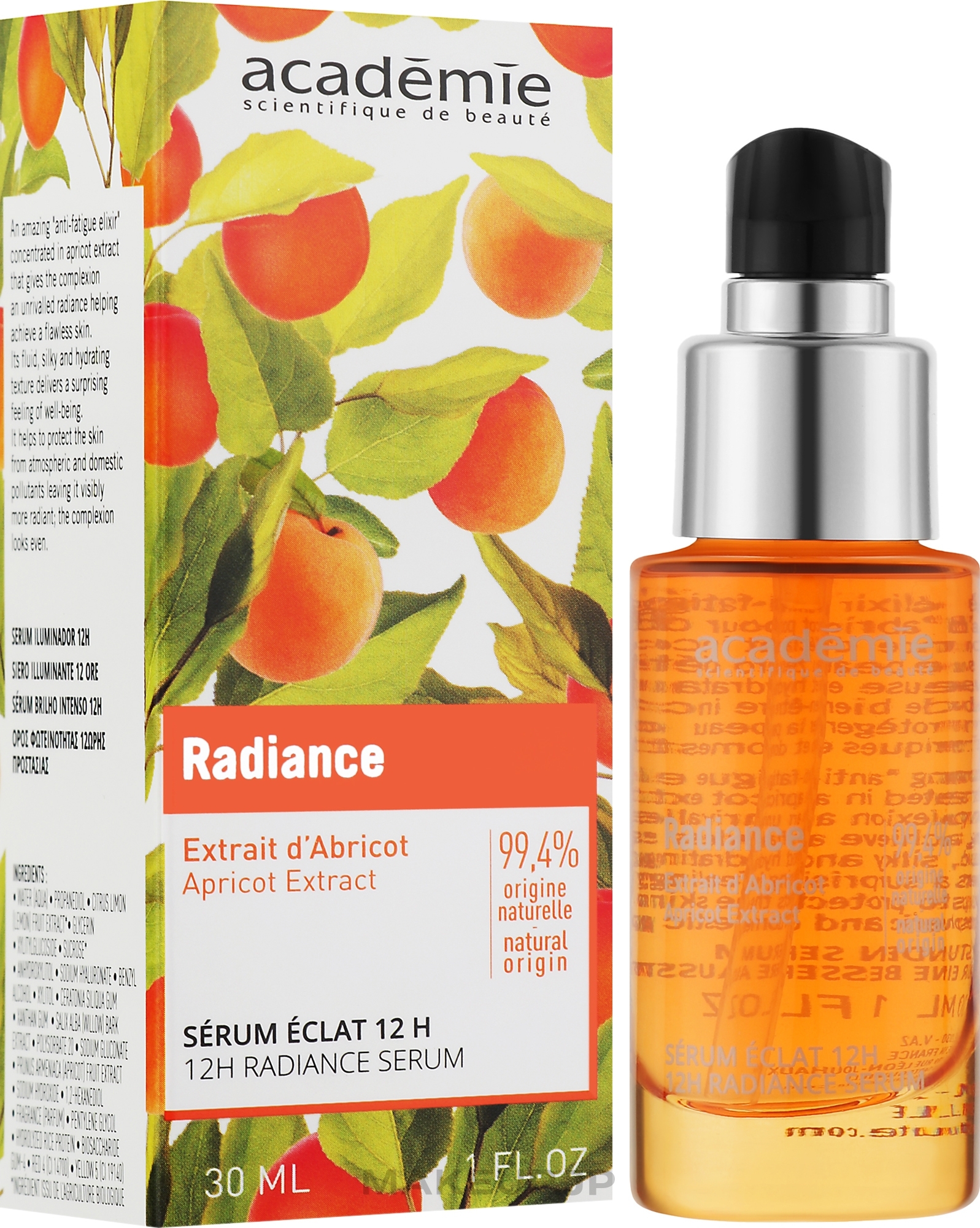 Apricot Face Serum "Radiance 12H" - Academie Radiance 12H Serum — photo 30 ml