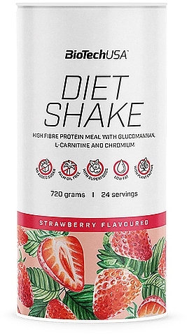 Protein Cocktail "Strawberry" - BioTechUSA Diet Shake Strawberry Hight Fiber Protein Meal — photo N1