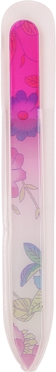 Glass Nail File with Floral Pattern, crimson - Tools For Beauty Glass Nail File With Flower Printed — photo N1