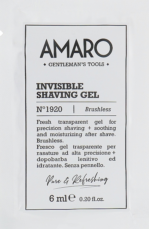 Transparent Shaving Gel - FarmaVita Amaro Invisible Shaving Gel (prybka) — photo N1