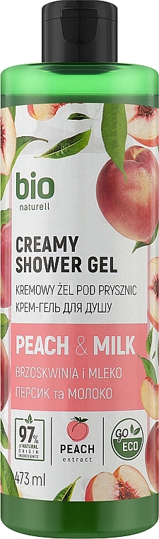 Peach & Milk Shower Gel - Bio Naturel Creamy Shower Gel — photo N1