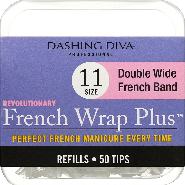 Wide Tips 'French Smile+' - Dashing Diva French Wrap Plus Double Wide White 50 Tips (Size 11) — photo N1