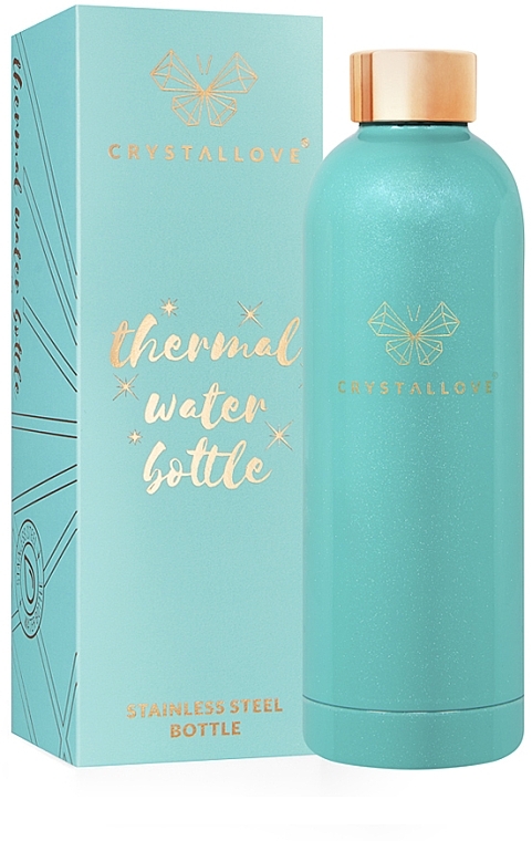 Thermo Water Bottle, 500 ml - Crystallove Thermo Water Bottle Amazonite — photo N1