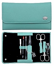 Fragrances, Perfumes, Cosmetics Manicure Set 'Mint Green', 7 pieces in a red case - Credo Solingen Luxurious