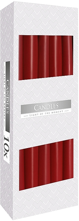 Set of Table Candles 245x23 mm, 10 pcs, burgundy - Bispol — photo N1