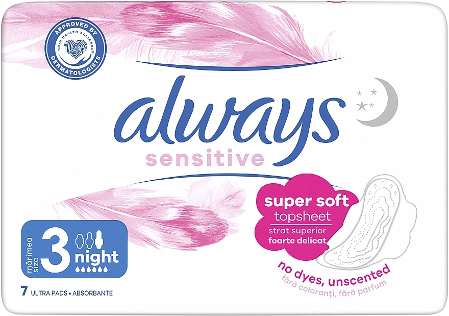 Sanitary Pads, 7pcs - Always Sensitive Ultra Night — photo N1