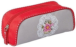 Fragrances, Perfumes, Cosmetics Makeup Bag "Mandala", 98123, gray-red - Top Choice