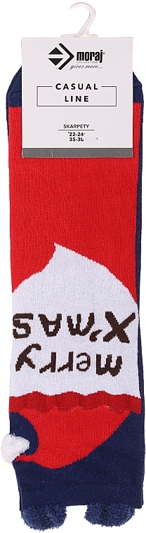 Women Christmas Socks, SL250-316, red and blue with inscription - Moraj — photo N1