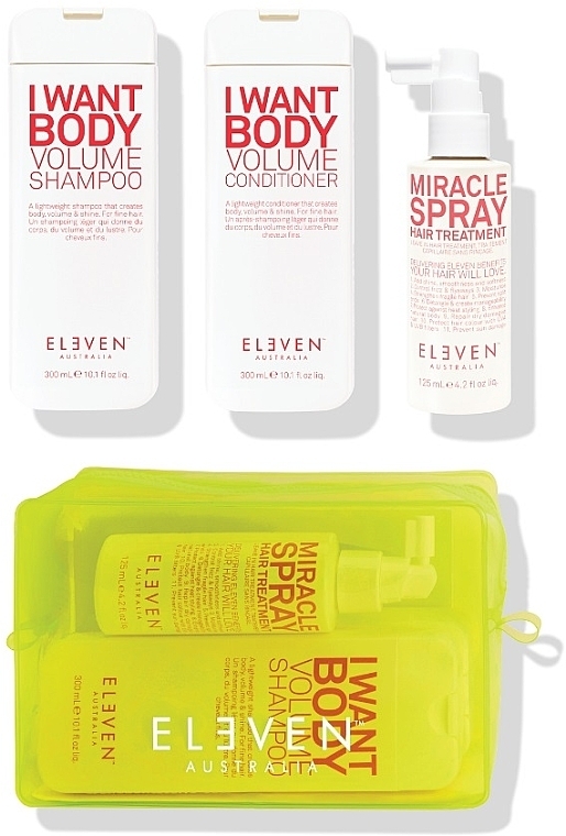 Set - Eleven Australia Volume Trio With Neon Bag (shm/300ml + cond/300ml + h/spray/125ml + bag) — photo N1