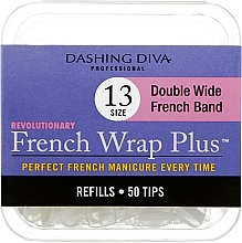 Fragrances, Perfumes, Cosmetics Wide Tips 'French Smile+' - Dashing Diva French Wrap Plus Double Wide White 50 Tips (Size-13)