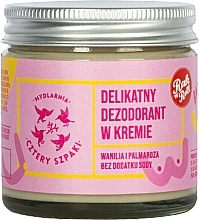 Fragrances, Perfumes, Cosmetics Deodorant Cream with Vanilla & Palmarose Scent - Cztery Szpaki