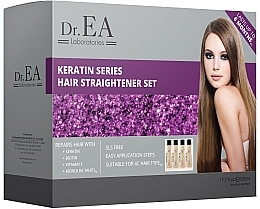 Set - Dr.EA Keratin Series Hair Straightener Set (hair/cr/130ml + shp/130ml + smp/130ml + mask/130ml) — photo N1