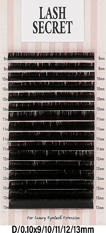 False Lashes, black, 16 lines (mix, 0.1, D, 9-13) - Lash Secret — photo N1