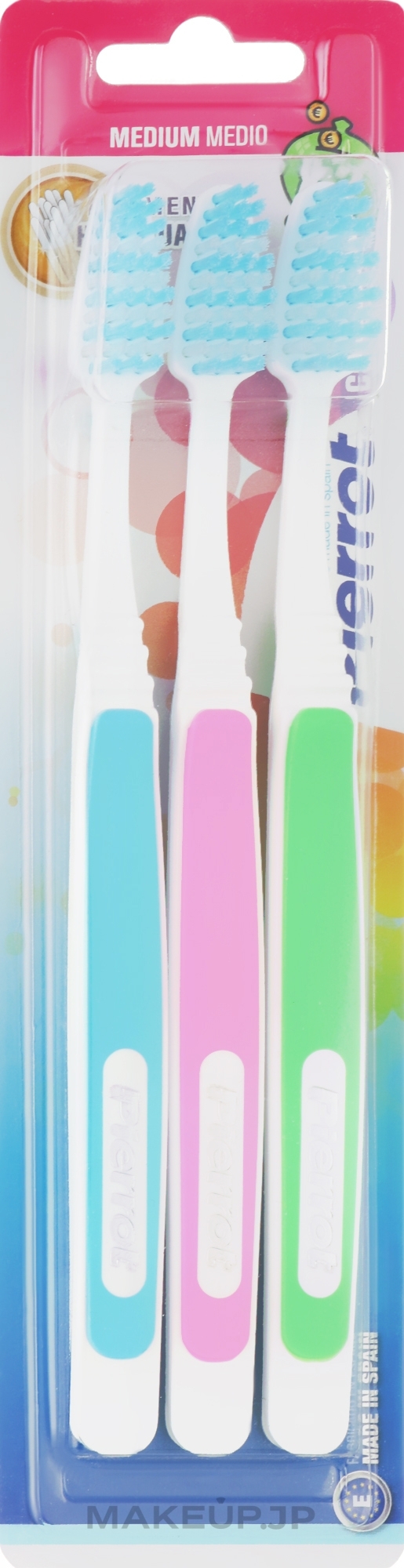 Toothbrush Set "Coloros", green + pink + blue - Pierrot New Active — photo 3 szt.