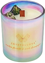 Fragrances, Perfumes, Cosmetics Rainbow Fluorite & Pink Champagne Soy Candle - Crystallove Soy Candle With Rainbow Fluorite And Pink Champagne