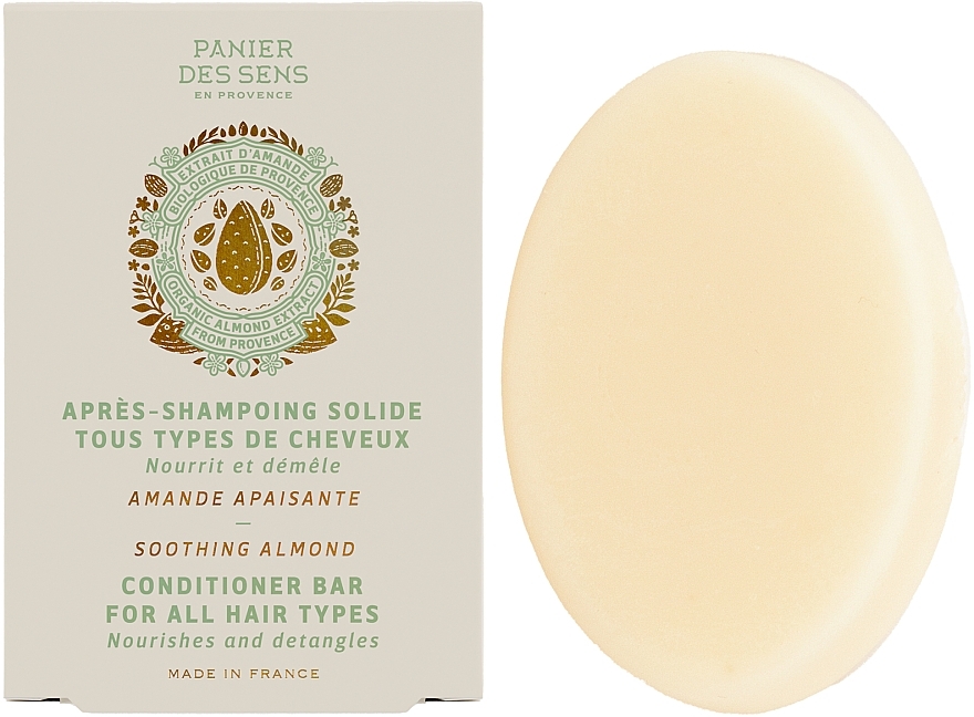 Almond Conditioner Bar for Normal Hair - Panier des Sens Soothing Almond Solid Conditioner — photo N1