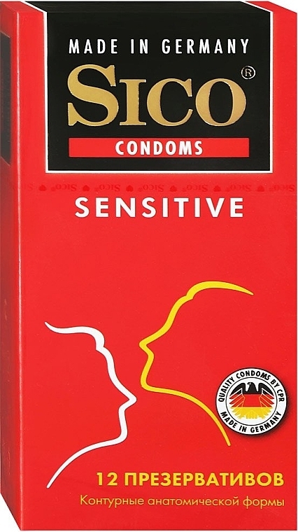 Sensitive Condoms, contoured anatomical shape, 12 pcs - Sico — photo N1