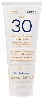 Face & Body Emulsion - Korres Yoghurt Body+ Face Sunscreen Emulsion SPF 30 — photo N1