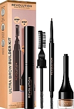 Fragrances, Perfumes, Cosmetics Set - Makeup Revolution Ultra Brow Builder Kit (wax/8ml + brow/pomade/2,2g + eye/crayon/0,09g)