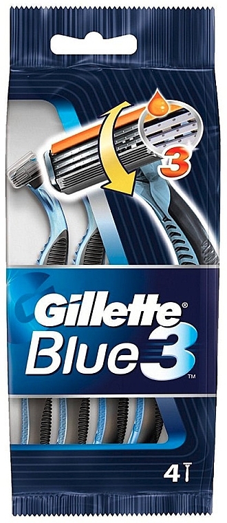 Disposable Shaving Razor Set, 4 pcs - Gillette Blue 3 — photo N1