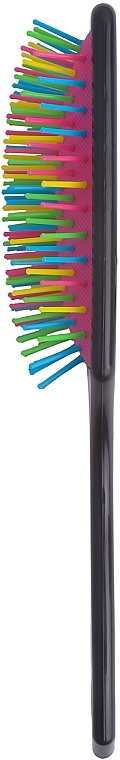 Wide Hair Brush C0264, black with colored teeth - Rapira — photo N3