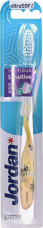 Soft Toothbrush, white with bees - Jordan Individual Sensitive Ultrasoft — photo N1