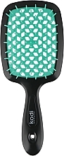 Fragrances, Perfumes, Cosmetics Hair Brush, black with turquoise teeth - Kodi Professional Soft Touch Hairbrush