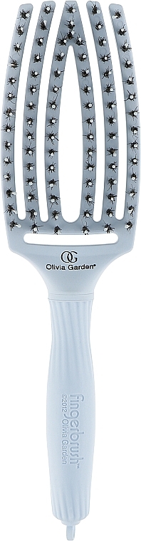 Combi Hair Brush - Olivia Garden Finger Brush Combo Medium Pastel Blue — photo N1