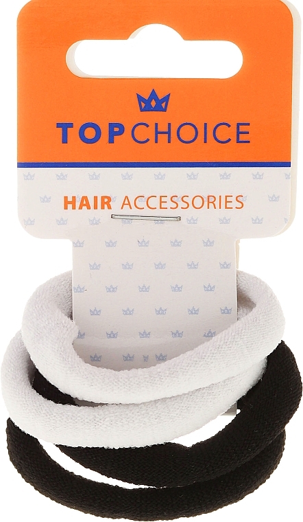 Elastic Hair Bands, black & white, 4 pcs - Top Choice — photo N1