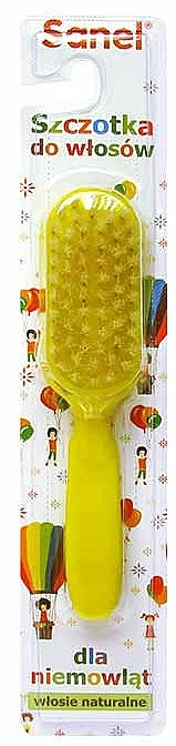 Baby Hair Brush with Natural Bristles, yellow - Sanel Little Baby Hair Brush — photo N1