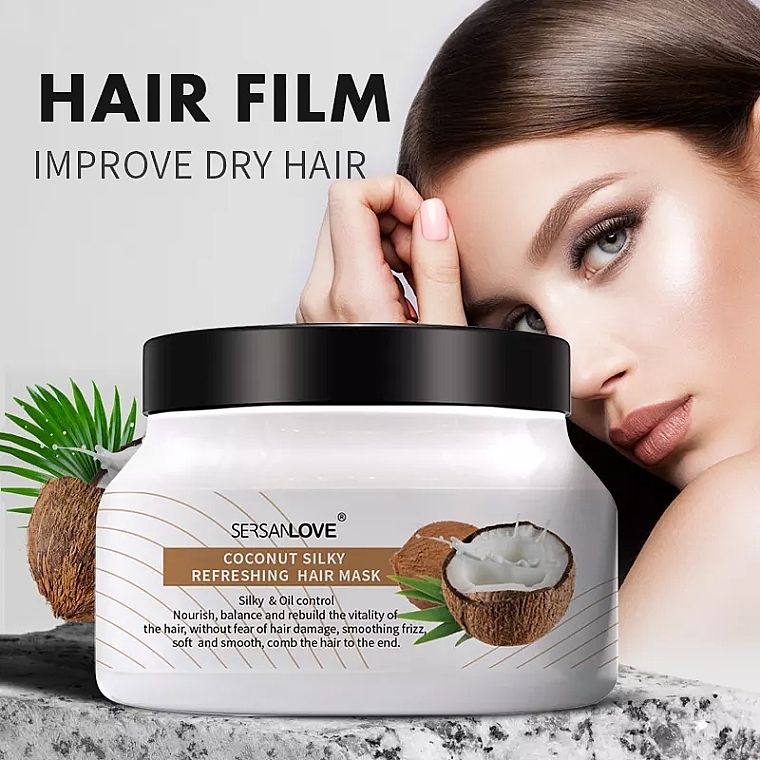 Refreshing Hair Mask - Sersanlove Hair Film Coconut Silky Refreshing Hair Mask — photo N2