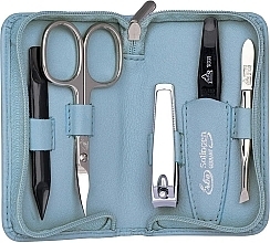 Fragrances, Perfumes, Cosmetics Manicure Set, 5 tools 'Siena', with zipper, ocean blue - Erbe Solingen Manicure Zipper Case