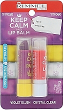 Fragrances, Perfumes, Cosmetics Rimmel Keep Calm Lip Balm Violet Blush and Crystal Clear (lip/balm/2x3.7g) - Lip Balm Set