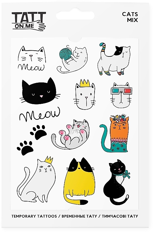 Temporary Tattoos - TATTon.me Cats Mix Set — photo N1