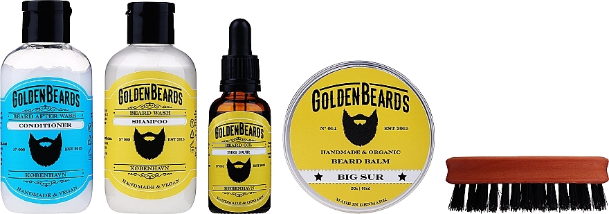 Set - Golden Beards Starter Beard Kit Big Sur (balm/60ml + oil/30ml + shm/100ml + cond/100ml + brush) — photo N2