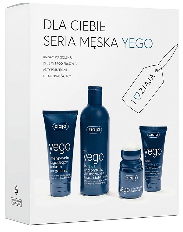 Set - Ziaja Yego (sh/gel/300ml + deo/60ml + balm/75ml + cr/50ml) — photo N1