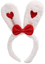 Fragrances, Perfumes, Cosmetics Bunny Ears Hair Band, white with hearts - Ecarla