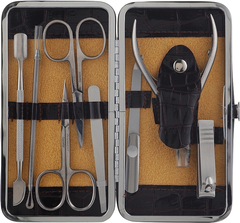 Manicure Set, 8 tools, burgundy - Avenir Cosmetics — photo N2