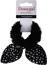 Fragrances, Perfumes, Cosmetics Hair Tie FA-5678 + 1, black-white polka dot - Donegal